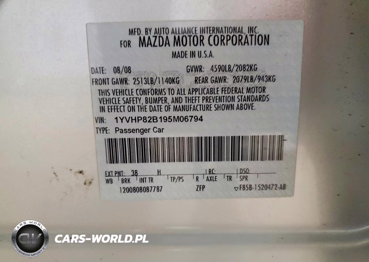 2009 Mazda 6 S VIN:1YVHP82B195M06794 - 12