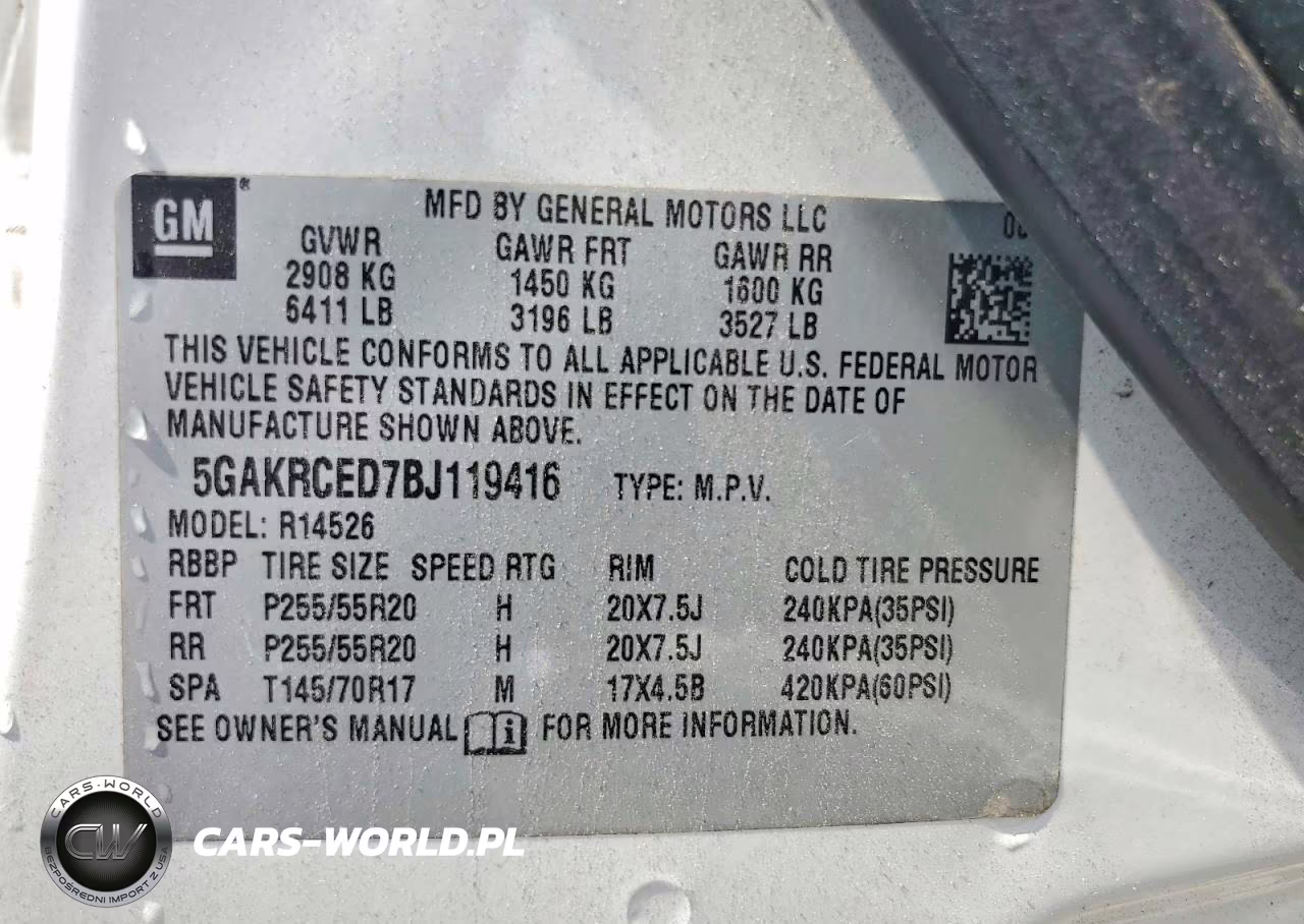 2011 Buick Enclave Cxl VIN:5GAKRCED7BJ119416 - 13