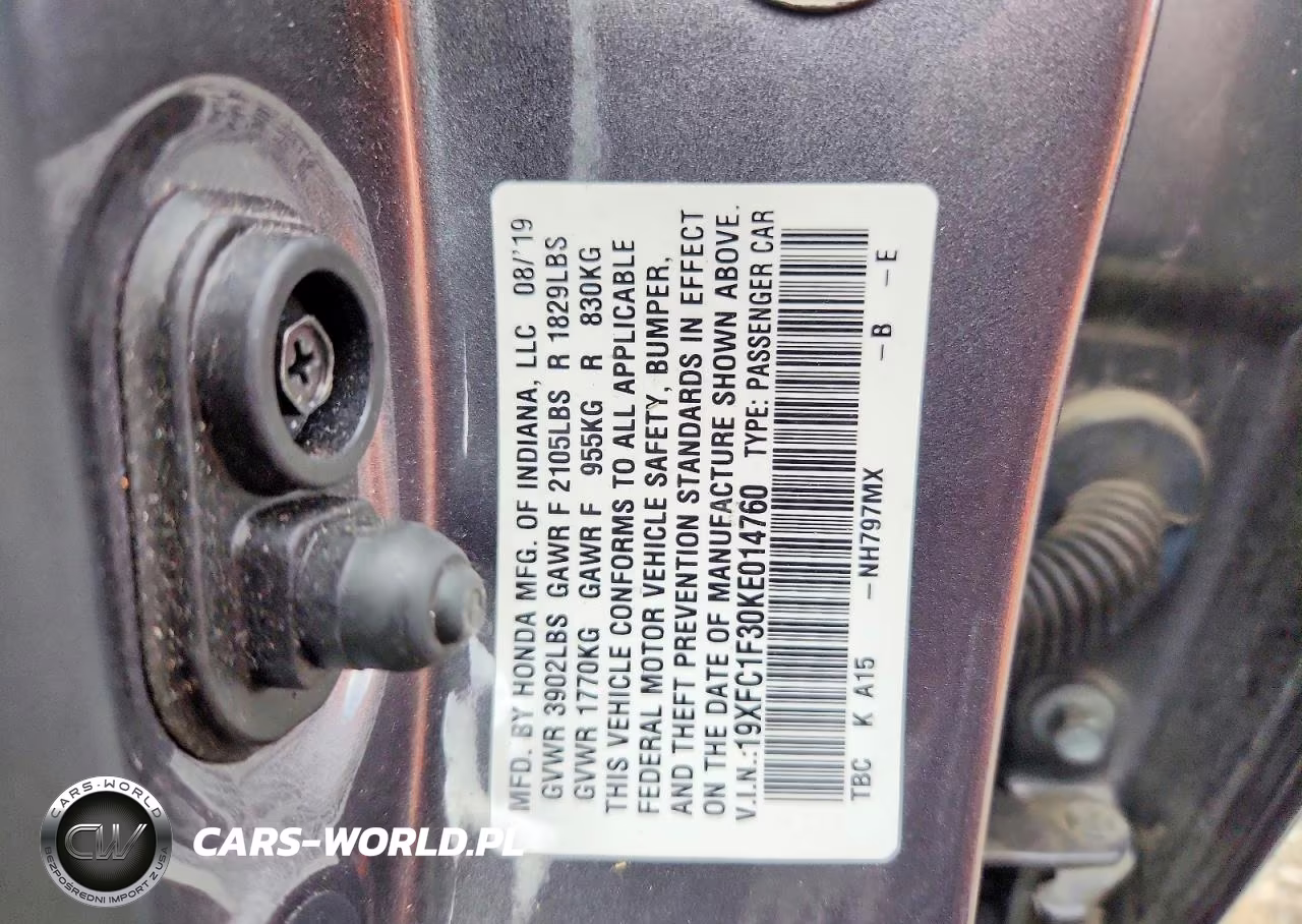 2019 Honda Civic Ex VIN:19XFC1F30KE014760 - 12