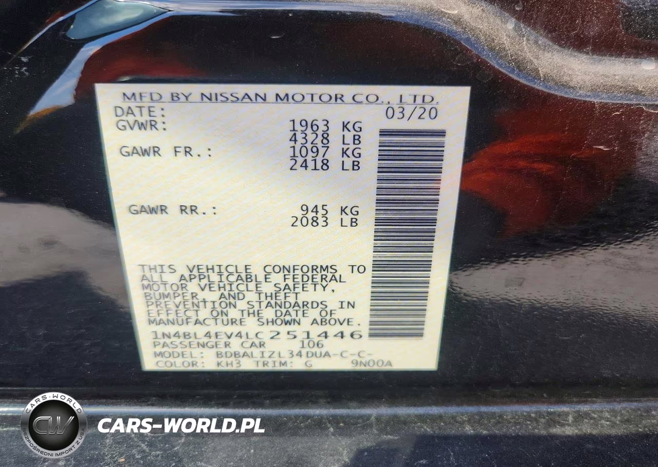2020 Nissan Altima Sl VIN:1N4BL4EV4LC251446 - 13