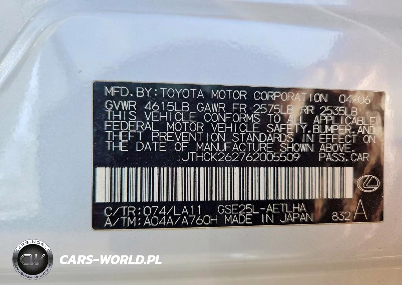 2006 Lexus Is 250 VIN:JTHCK262762005509 - 12