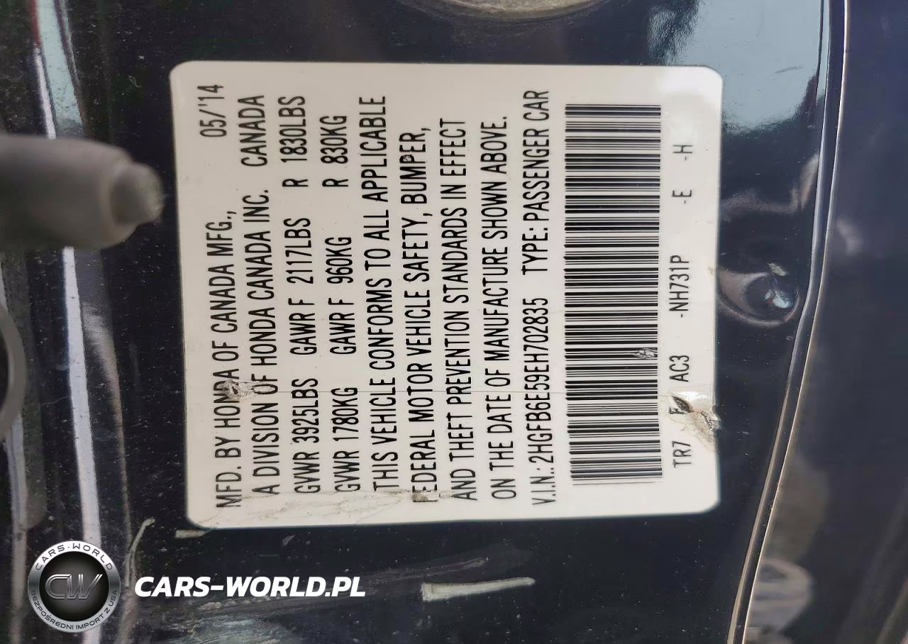2014 Honda Civic Si VIN:2HGFB6E59EH702835 - 12