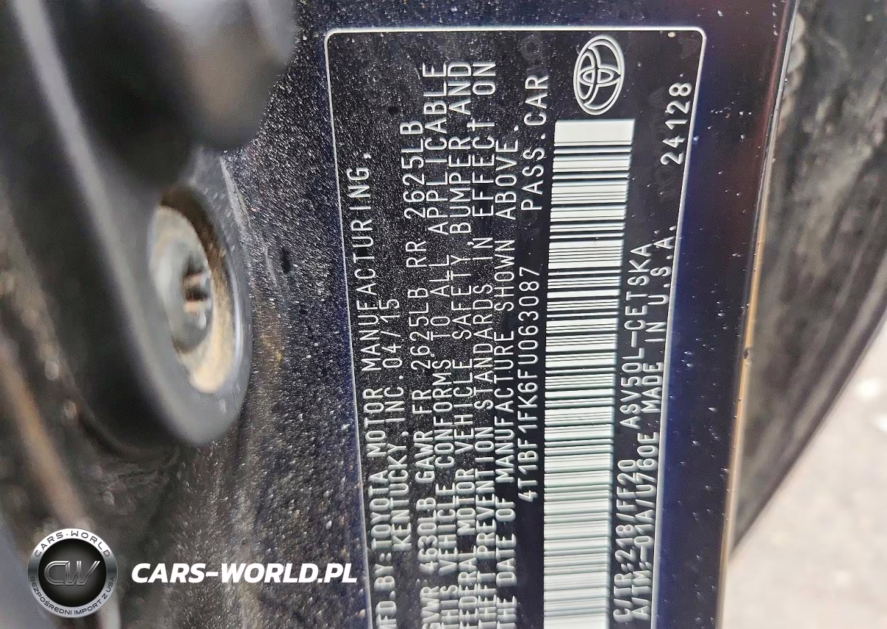 2015 Toyota Camry Se VIN:4T1BF1FK6FU063087 - 12