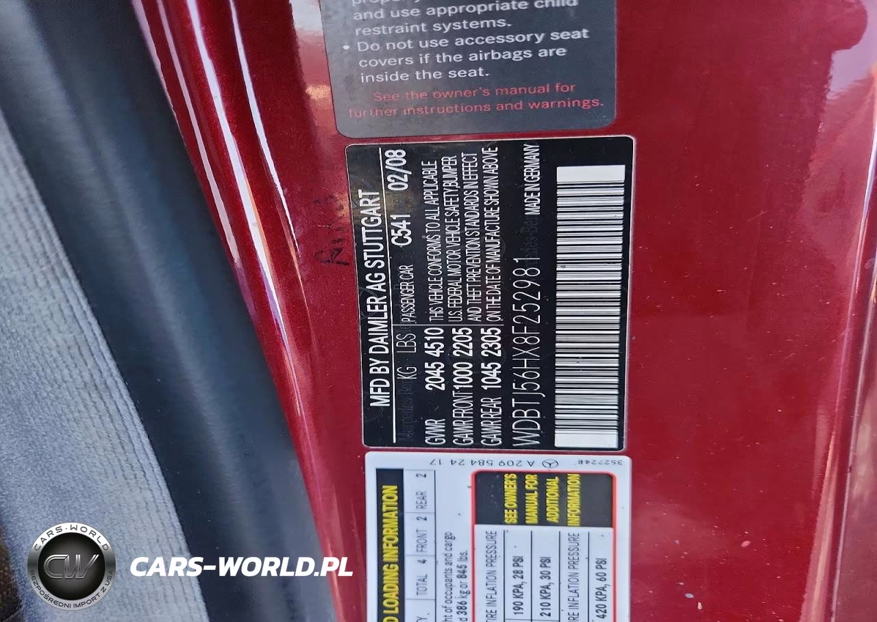 2008 Mercedes-Benz Clk 350 VIN:WDBTJ56HX8F252981 - 12