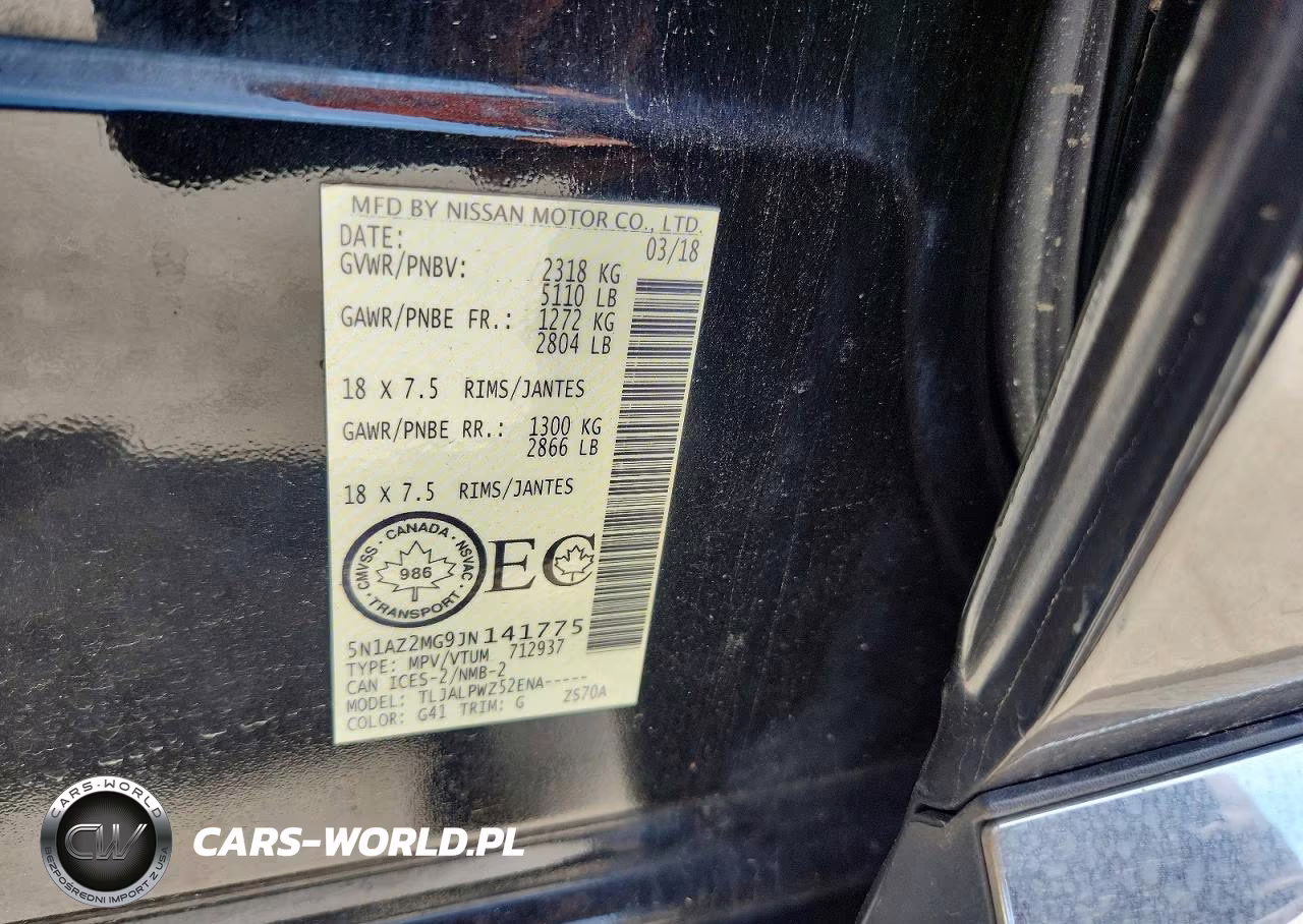 2018 Nissan Murano S VIN:5N1AZ2MG9JN141775 - 13