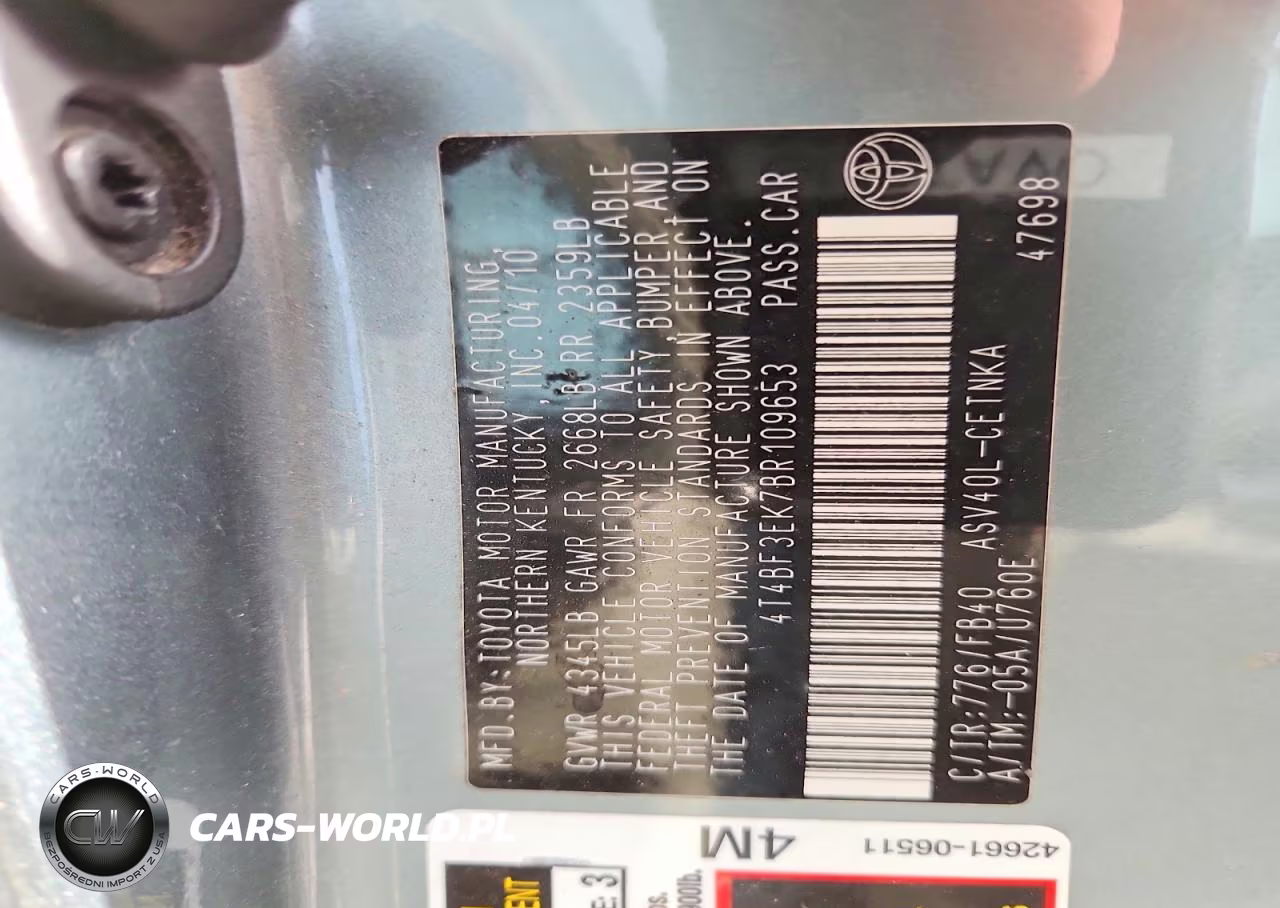2011 Toyota Camry Le VIN:4T4BF3EK7BR109653 - 12