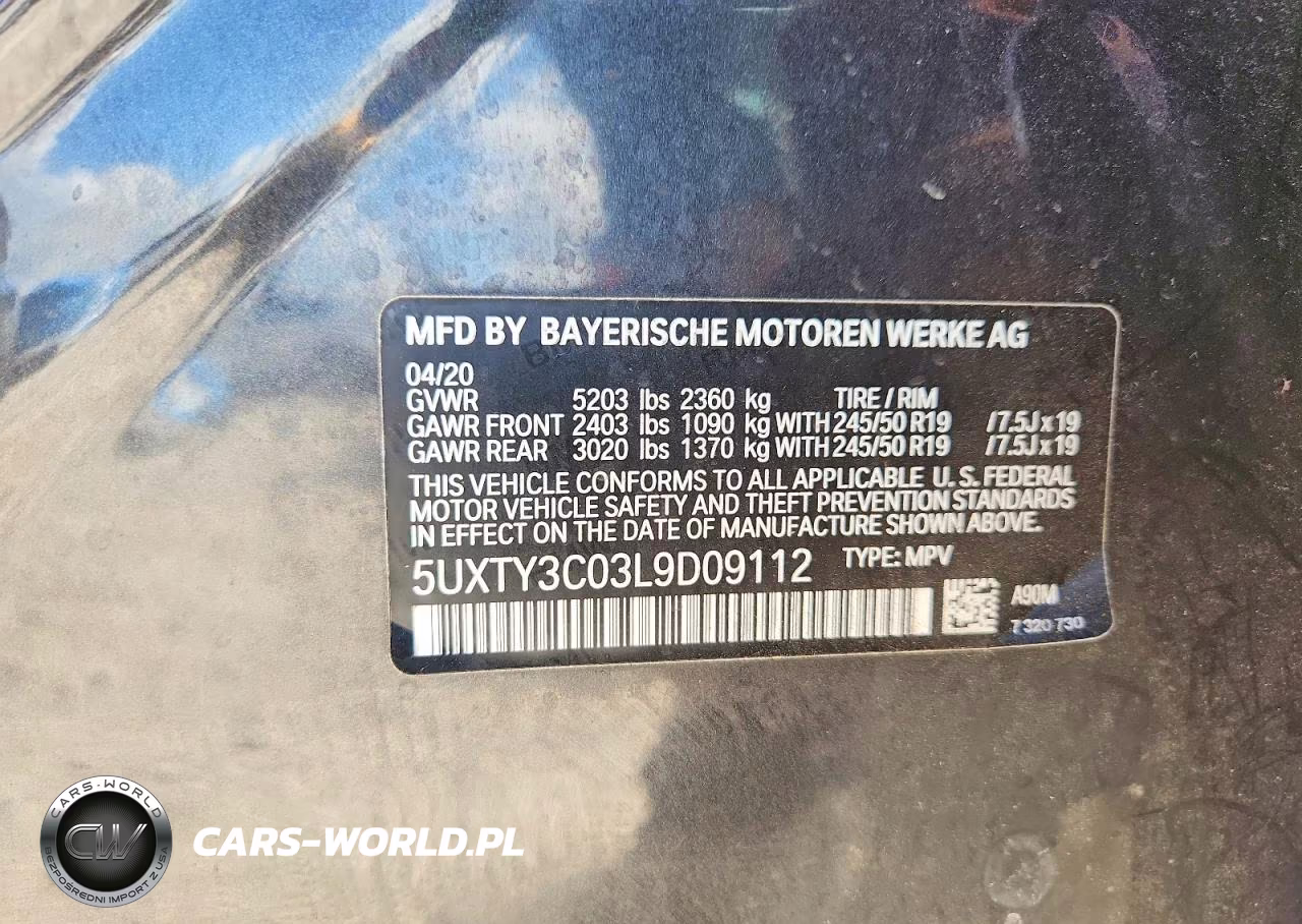2020 BMW X3 Sdrive30I VIN:5UXTY3C03L9D09112 - 14