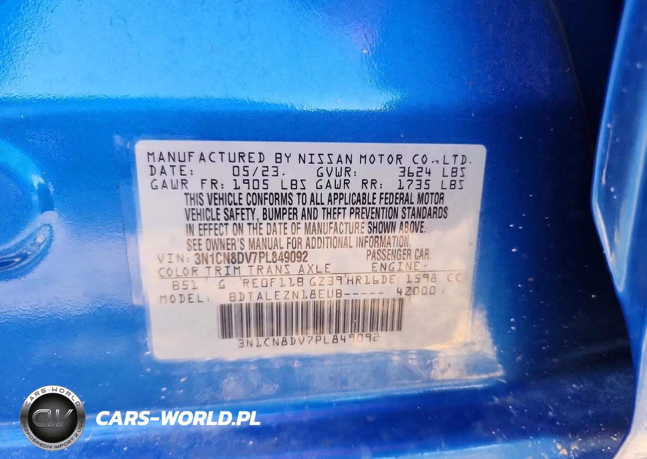 2023 Nissan Versa S VIN:3N1CN8DV7PL849092 - 12