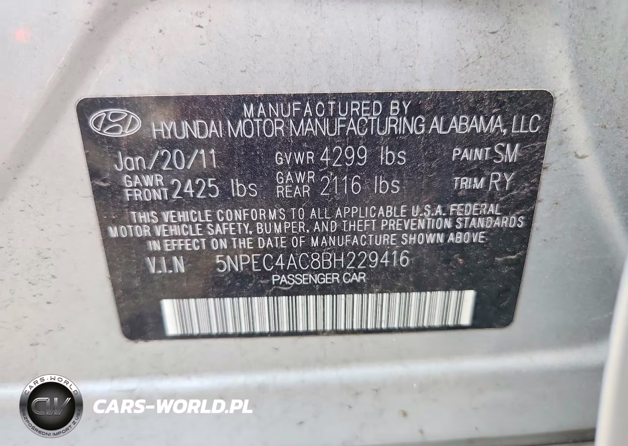 2011 Hyundai Sonata Limited VIN:5NPEC4AC8BH229416 - 13