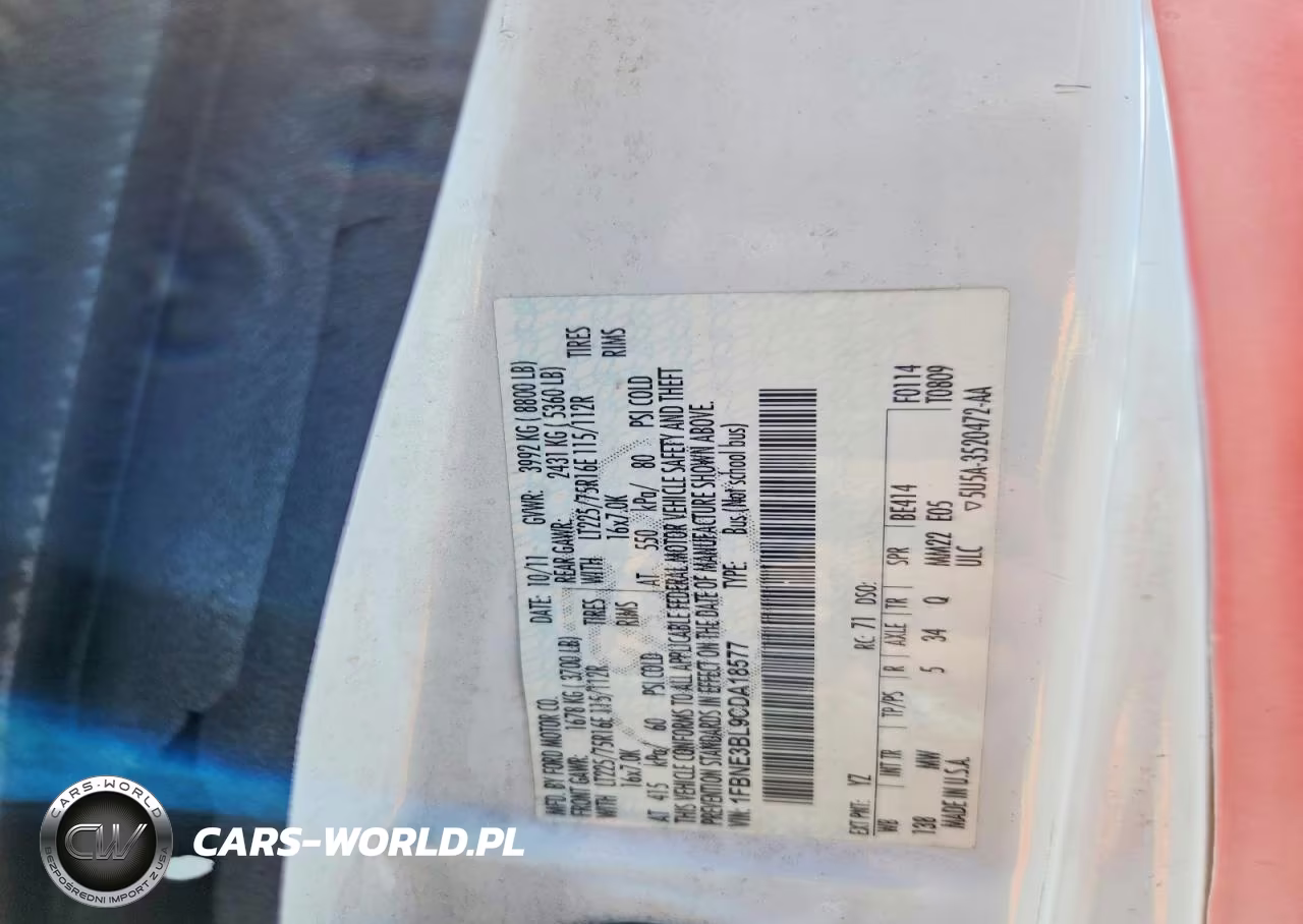 2012 Ford Econoline E350 Super Duty Wagon VIN:1FBNE3BL9CDA18577 - 12