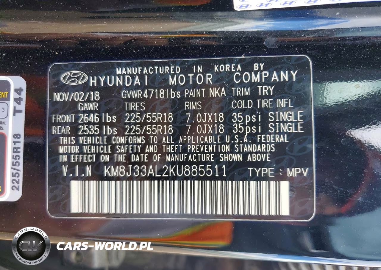 2019 Hyundai Tucson Sel VIN:KM8J33AL2KU885511 - 13