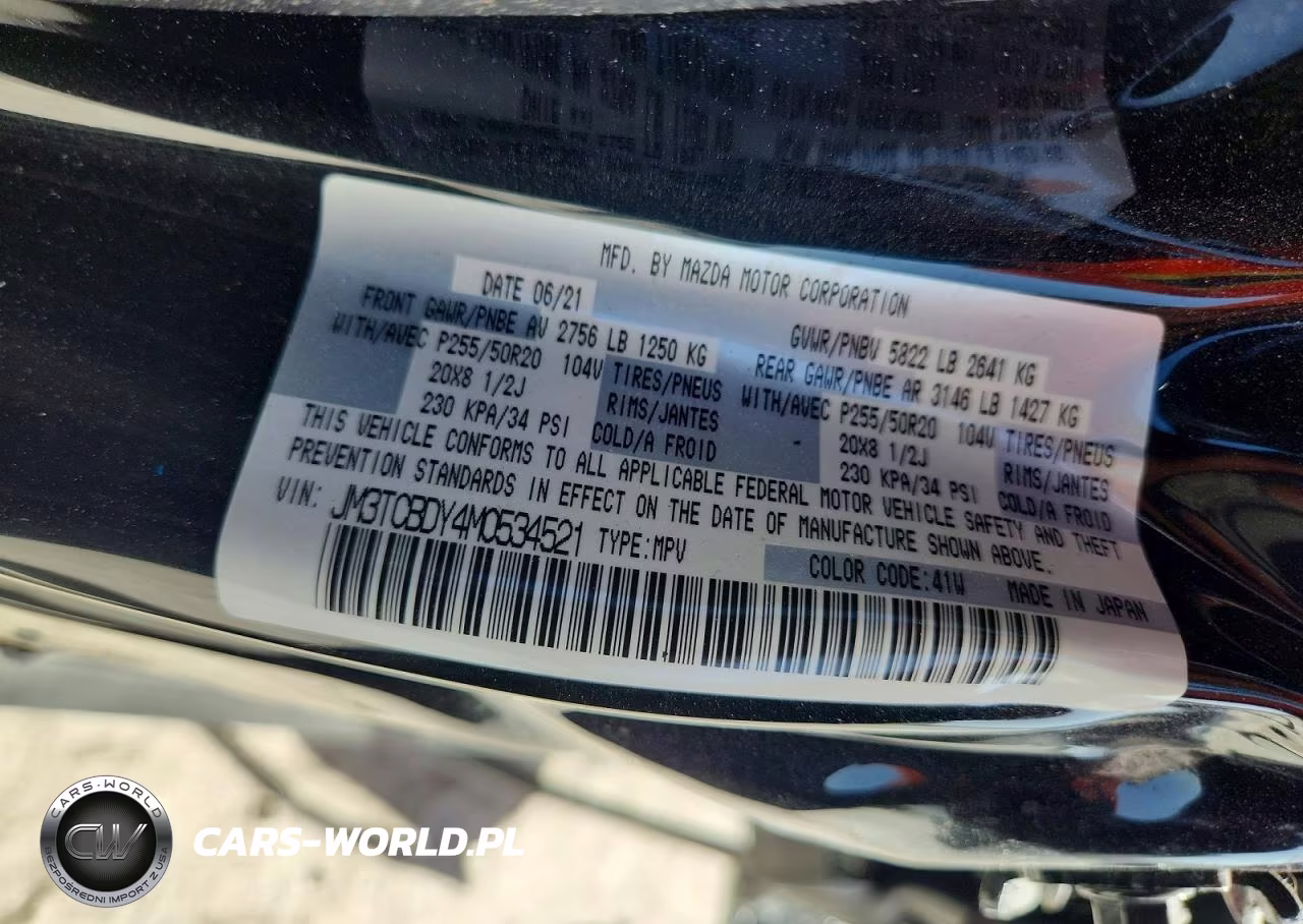 2021 Mazda Cx-9 Grand Touring VIN:JM3TCBDY4M0534521 - 12