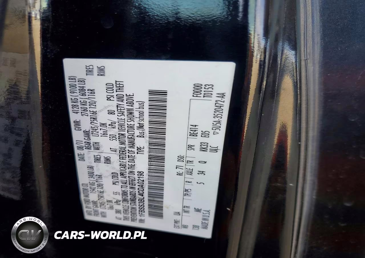 2012 Ford Econoline E350 Super Duty Wagon VIN:1FBSS3BL4CDA02198 - 13