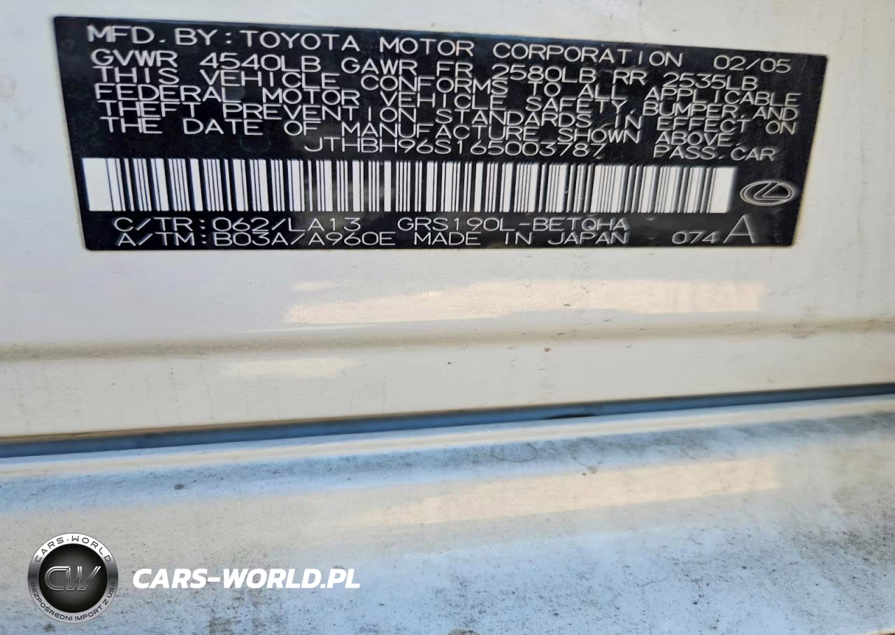 2006 Lexus Gs 300 VIN:JTHBH96S165003787 - 14