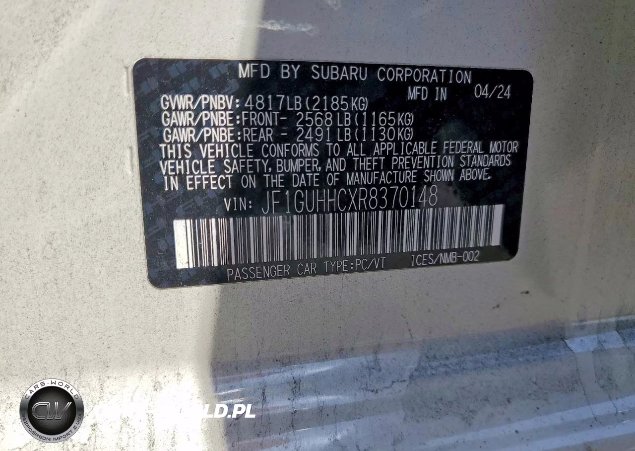 2024 Subaru Impreza Rs VIN:JF1GUHHCXR8370148 - 12