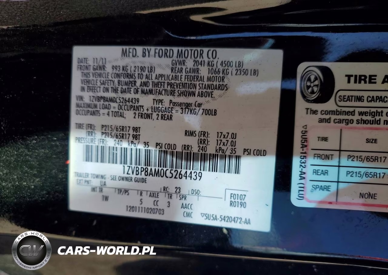 2012 Ford Mustang VIN:1ZVBP8AM0C5264439 - 13