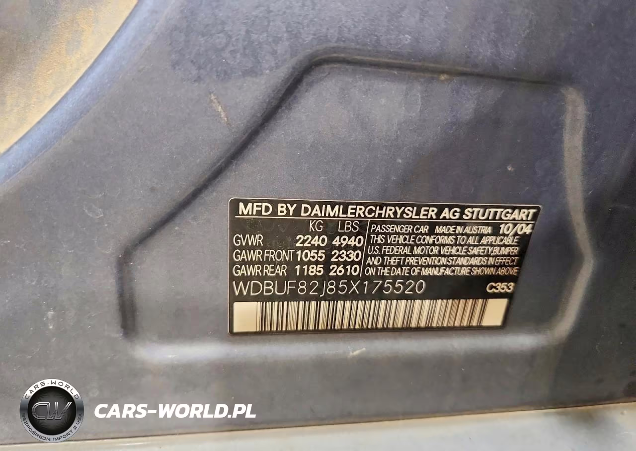 2005 Mercedes-Benz E 320 4Matic VIN:WDBUF82J85X175520 - 12