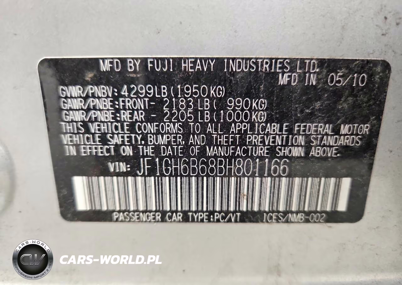 2011 Subaru Impreza 2.5I Premium VIN:JF1GH6B68BH801166 - 12
