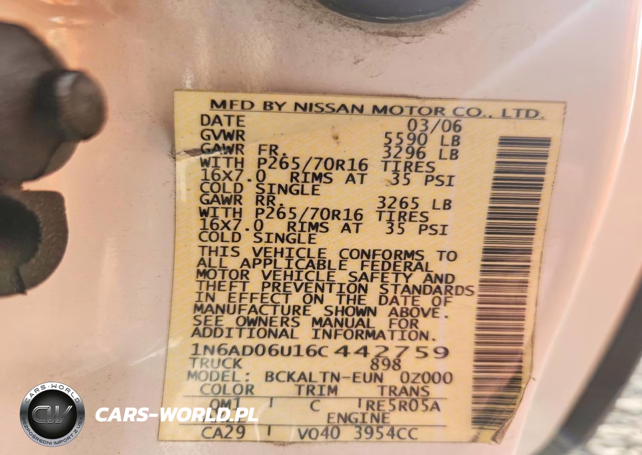 2006 Nissan Frontier Se VIN:1N6AD06U16C442759 - 12
