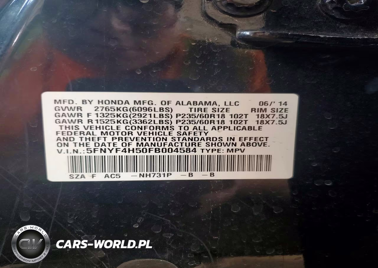 2015 Honda Pilot Exl VIN:5FNYF4H50FB004584 - 14