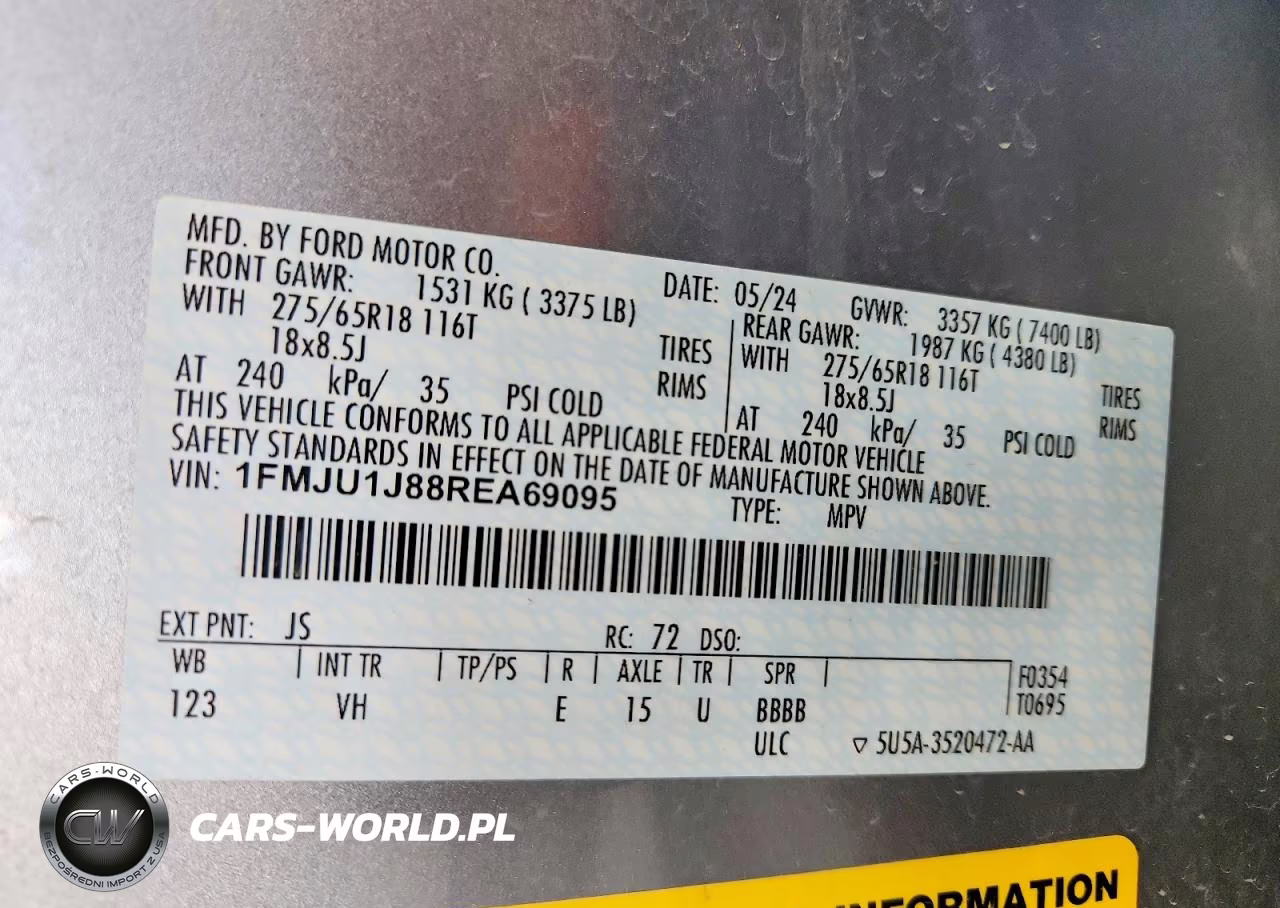 2024 Ford Expedition Xlt VIN:1FMJU1J88REA69095 - 14