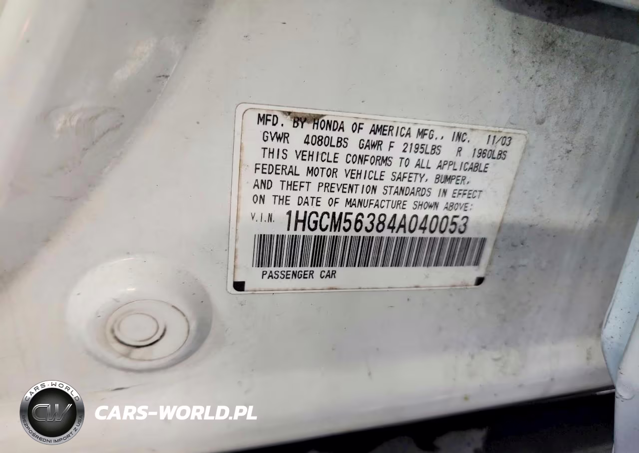 2004 Honda Accord Lx VIN:1HGCM56384A040053 - 23