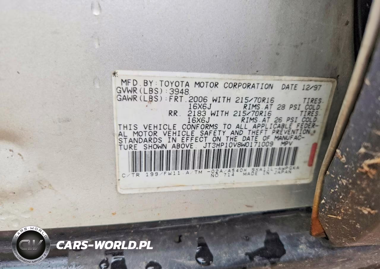 1998 Toyota Rav4 Base VIN:JT3HP10V8W0171009 - 12