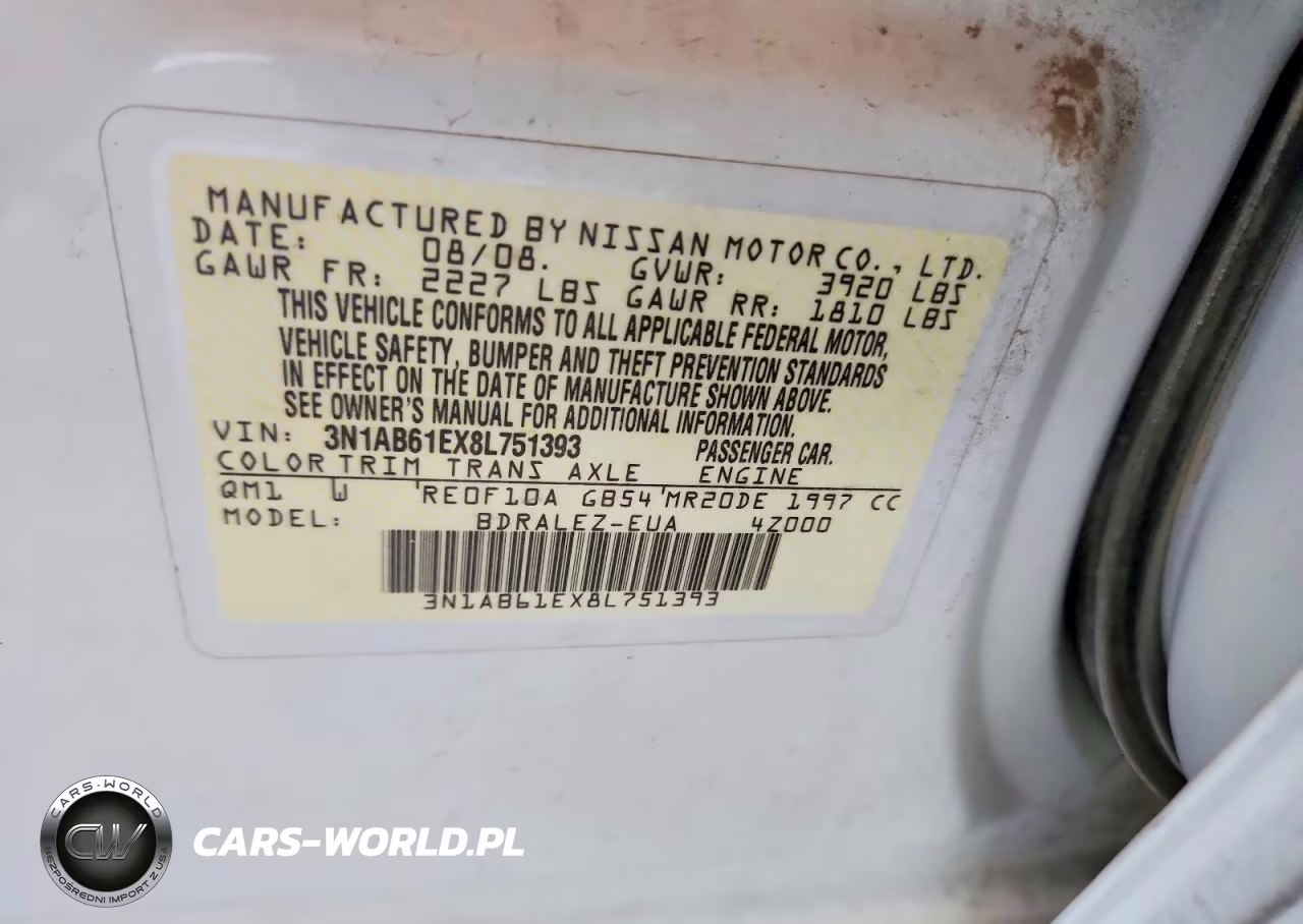 2008 Nissan Sentra 2.0 VIN:3N1AB61EX8L751393 - 12