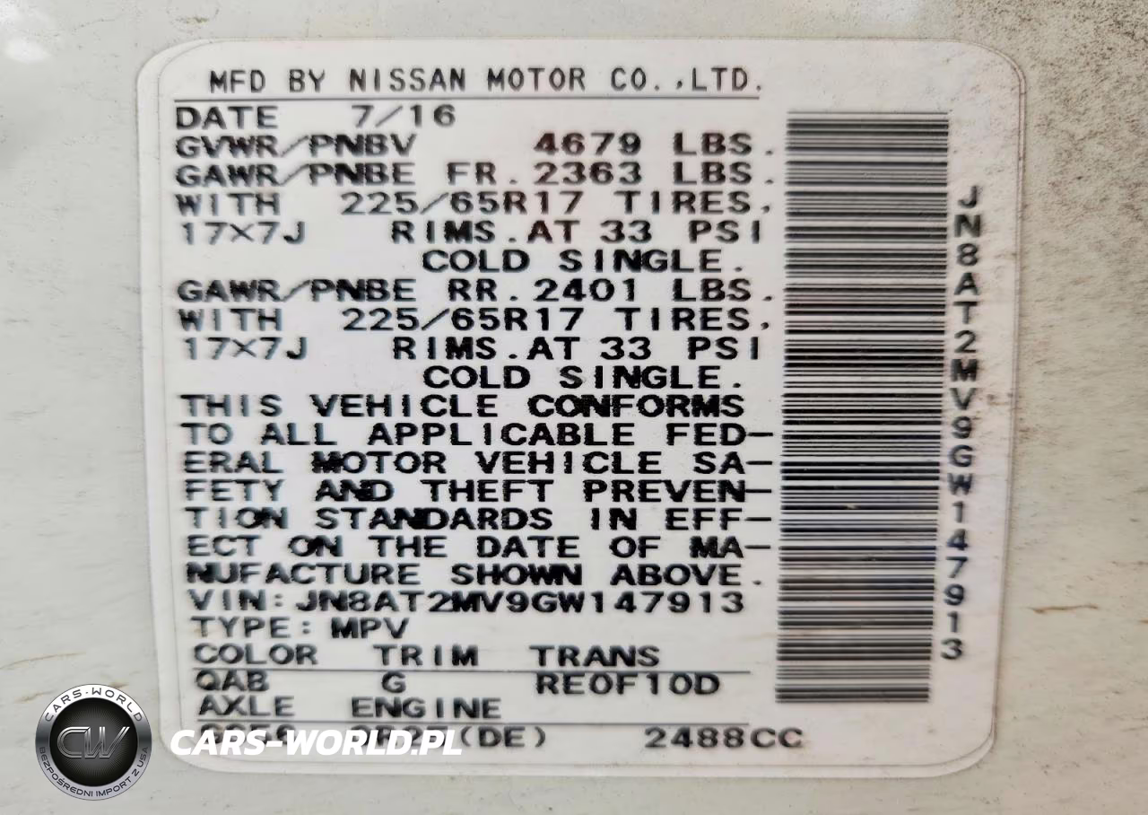 2016 Nissan Rogue Sv VIN:JN8AT2MV9GW147913 - 14