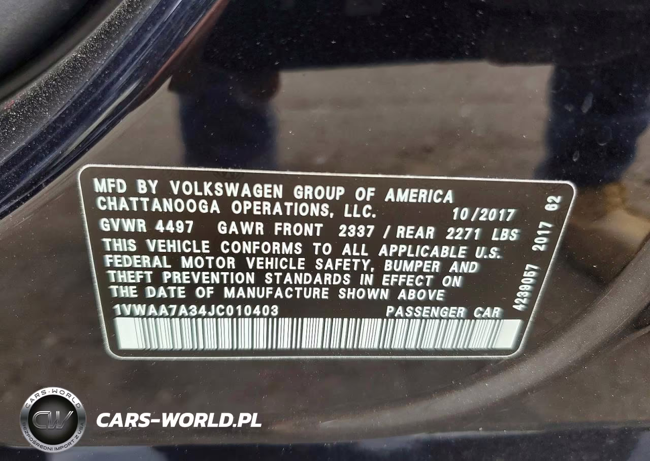 2018 Volkswagen Passat S VIN:1VWAA7A34JC010403 - 12