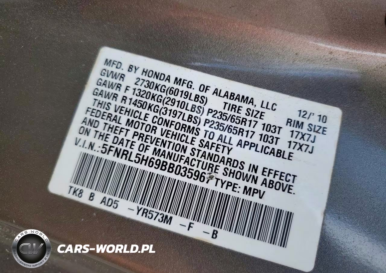 2011 Honda Odyssey Exl VIN:5FNRL5H69BB035967 - 12