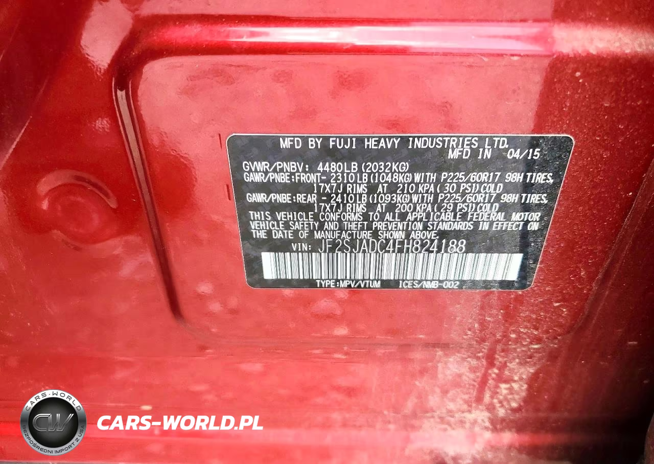 2015 Subaru Forester 2.5I Premium VIN:JF2SJADC4FH824188 - 13
