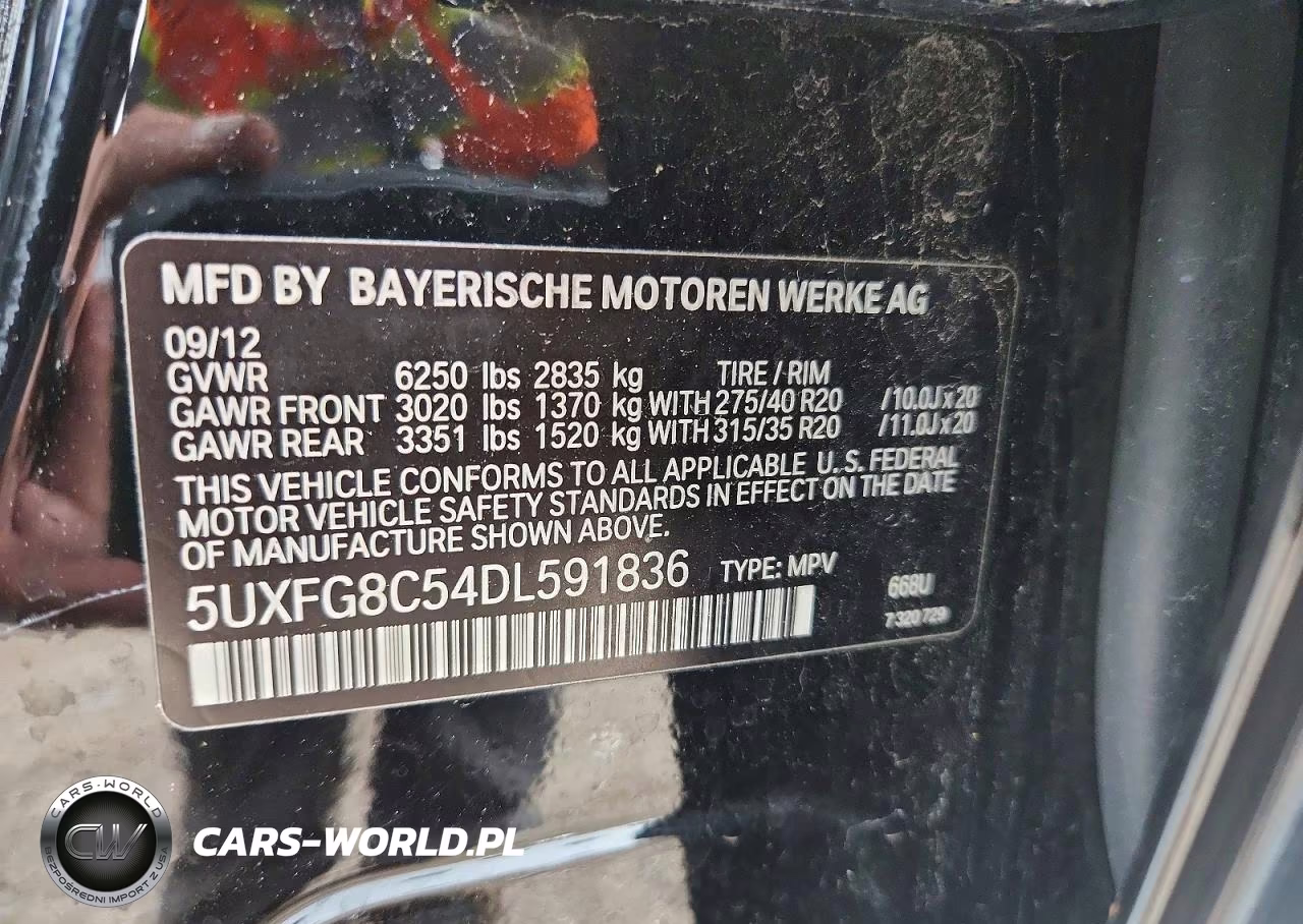 BMW X6 XDRIVE5 VIN:5UXFG8C54DL591836 - 12