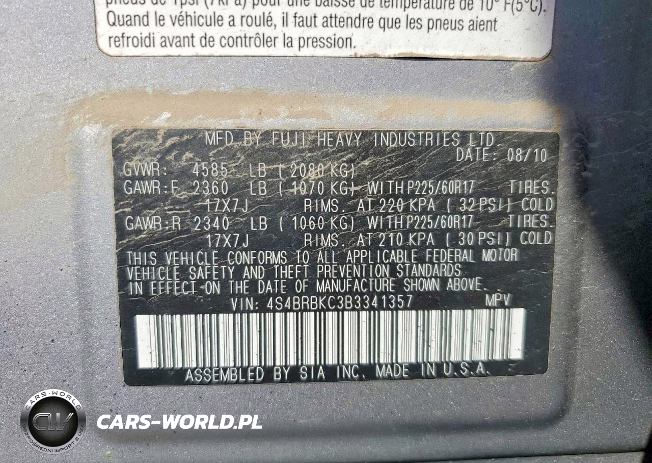 2011 Subaru Outback 2.5I Limited VIN:4S4BRBKC3B3341357 - 13