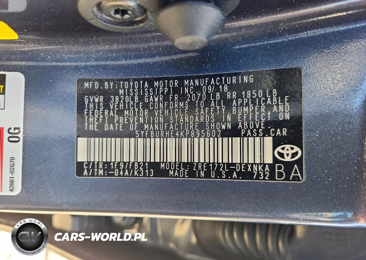 2019 Toyota Corolla Le VIN:5YFBURHE4KP895602 - 12