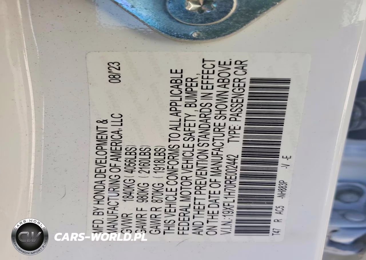2024 Honda Civic Exl VIN:19XFL1H70RE002442 - 12