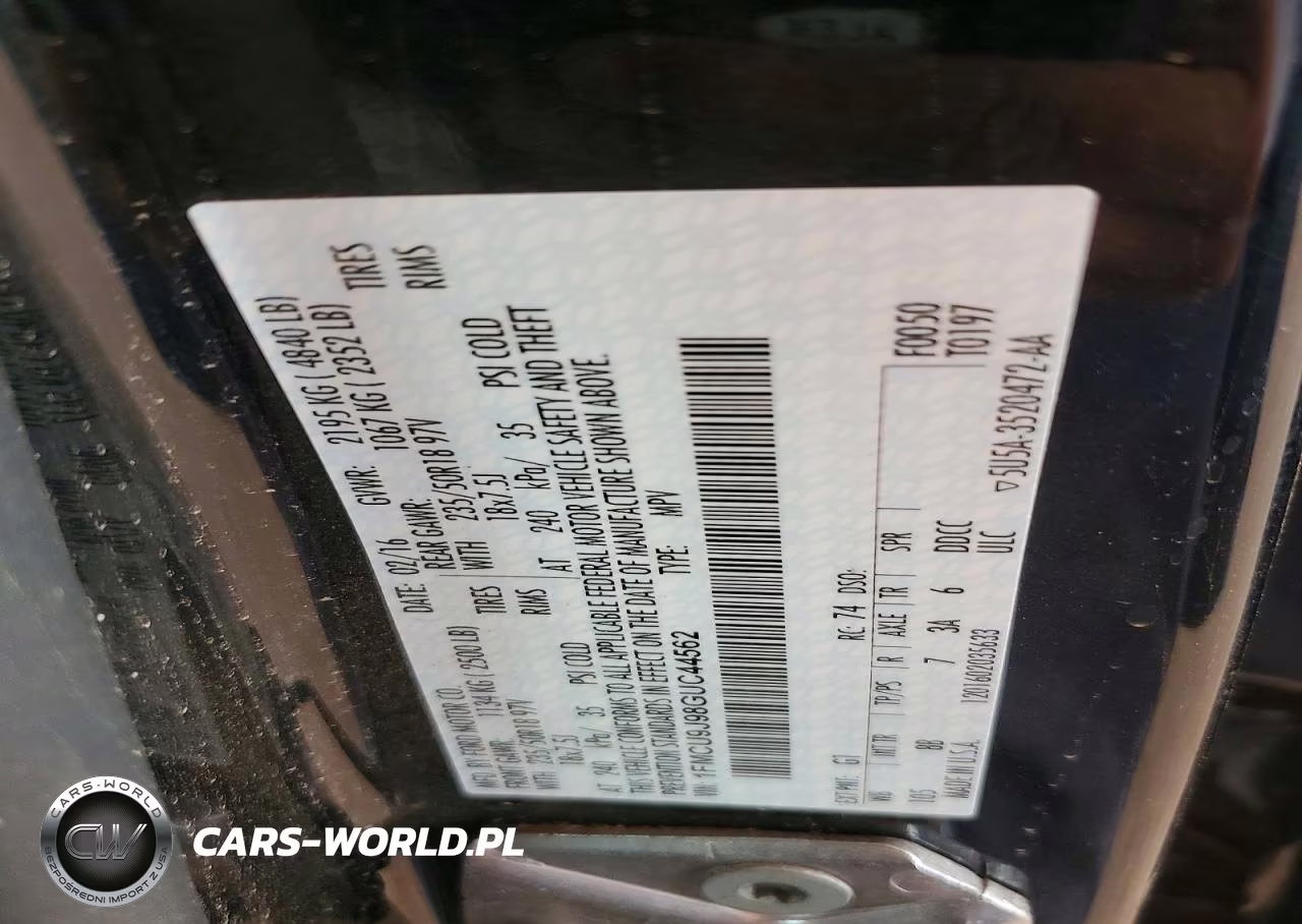 2016 Ford 200 VIN:1FMCU9J98GUC44562 - 12