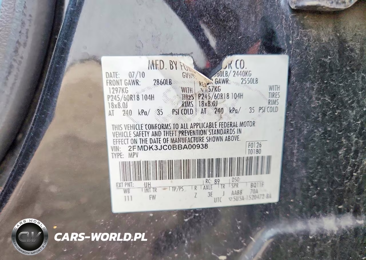2011 Ford Edge Sel VIN:2FMDK3JC0BBA00938 - 12