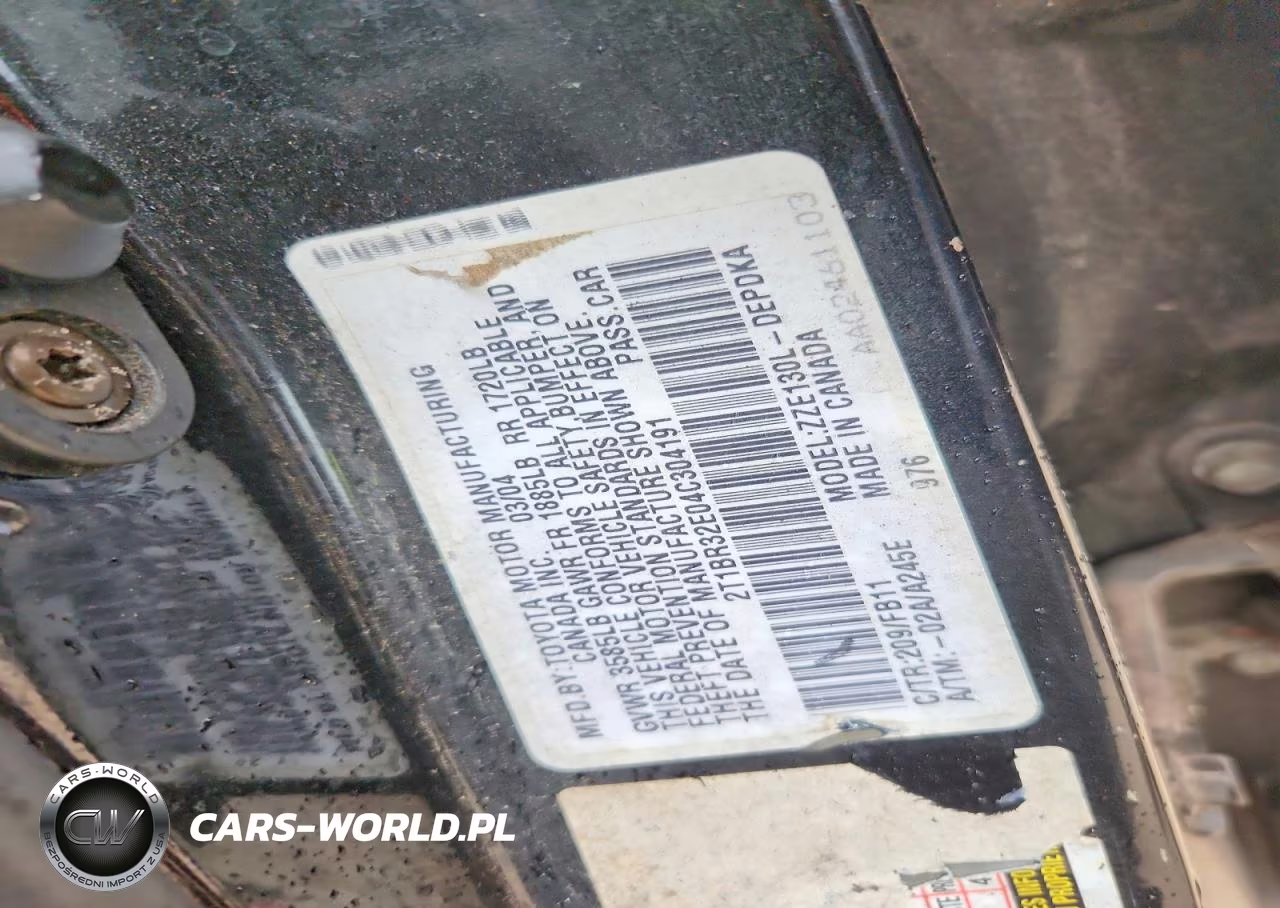 2004 Toyota Corolla Ce VIN:2T1BR32E04C304191 - 12