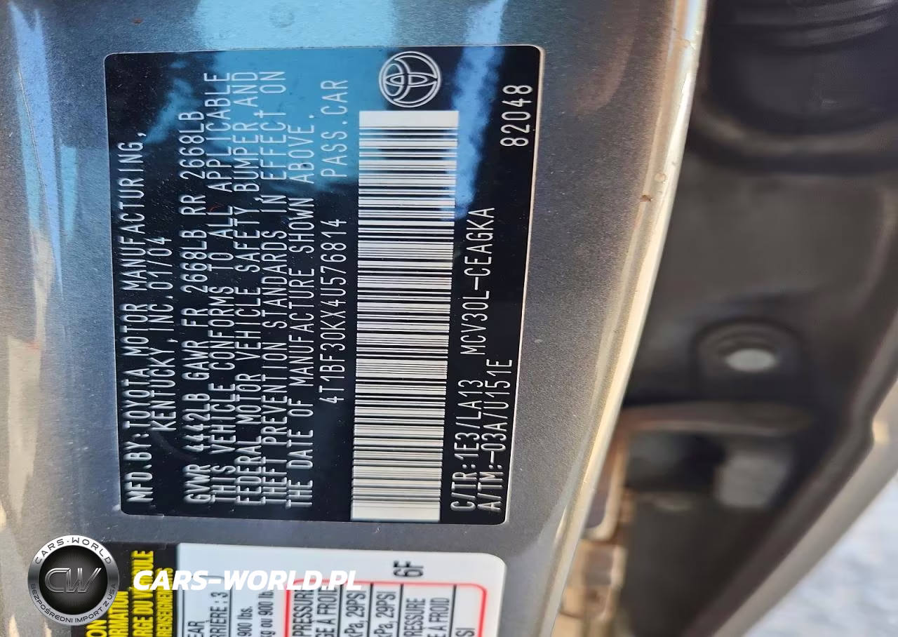 2004 Toyota Camry Xle V6 VIN:4T1BF30KX4U576814 - 12