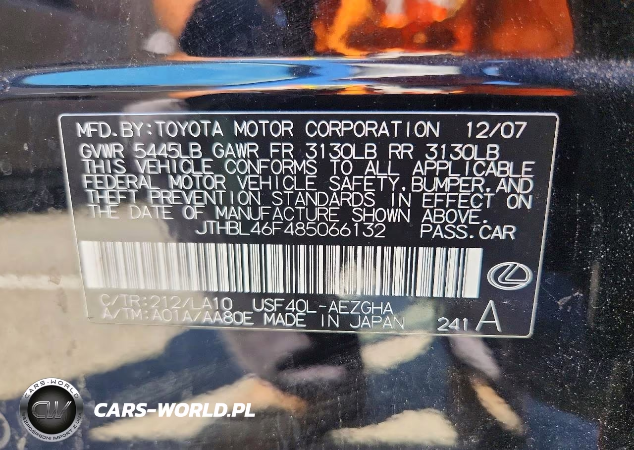 2008 Lexus Ls 460 VIN:JTHBL46F485066132 - 12