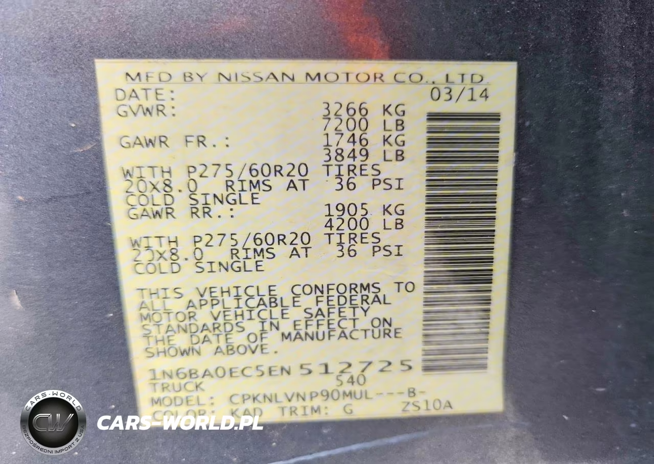 2014 Nissan Titan Sv VIN:1N6BA0EC5EN512725 - 12
