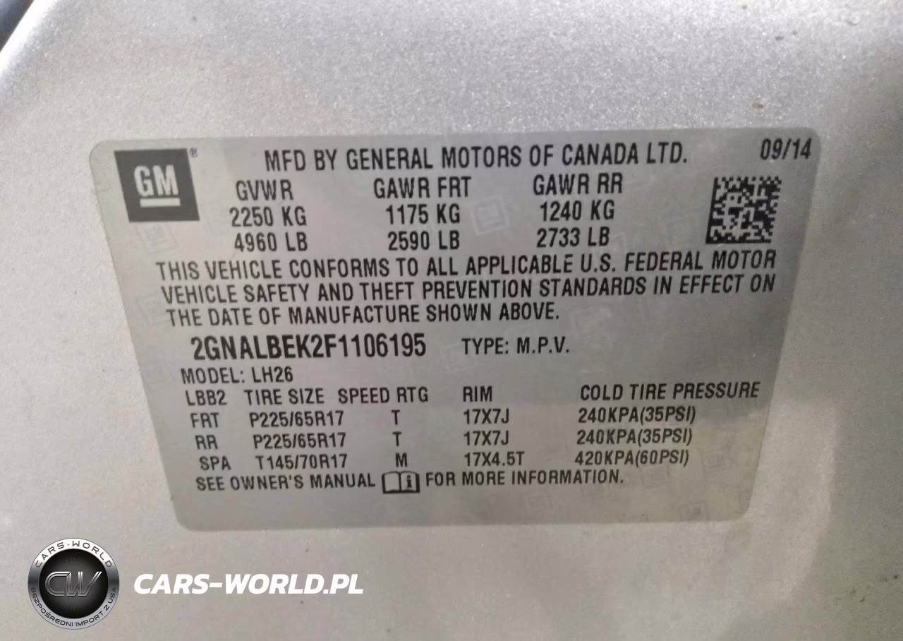 2015 Chevrolet Equinox Lt VIN:2GNALBEK2F1106195 - 12