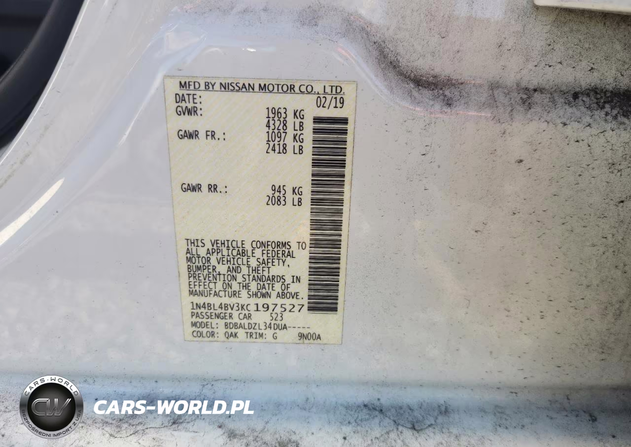 2019 Nissan Altima S VIN:1N4BL4BV3KC197527 - 12