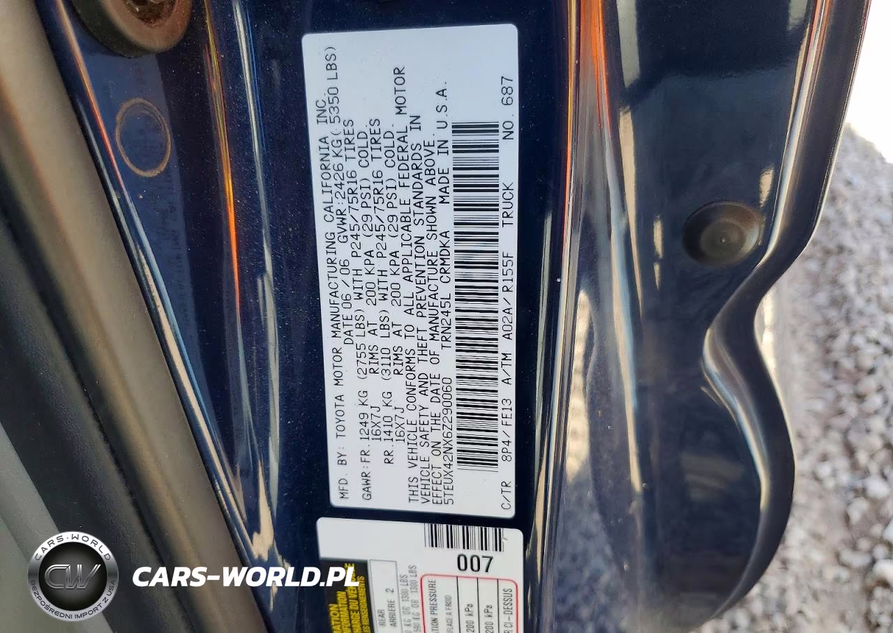 2006 Toyota Tacoma Base VIN:5TEUX42NX6Z290060 - 12