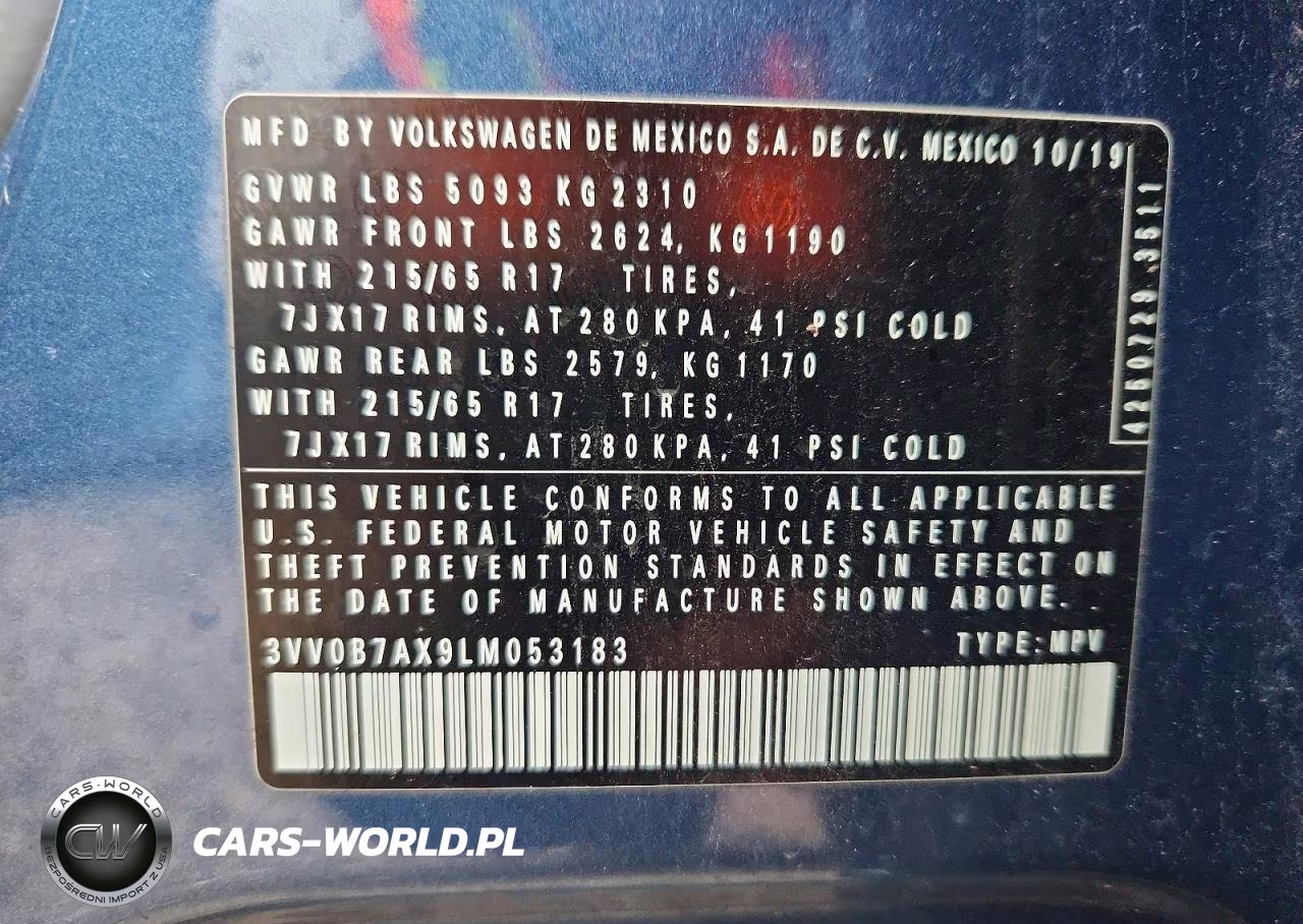2020 Volkswagen Tiguan S VIN:3VV0B7AX9LM053183 - 13