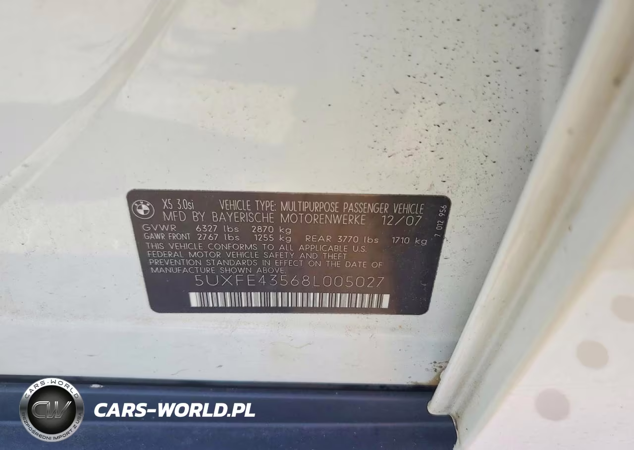 2008 BMW X5 3.0I VIN:5UXFE43568L005027 - 13