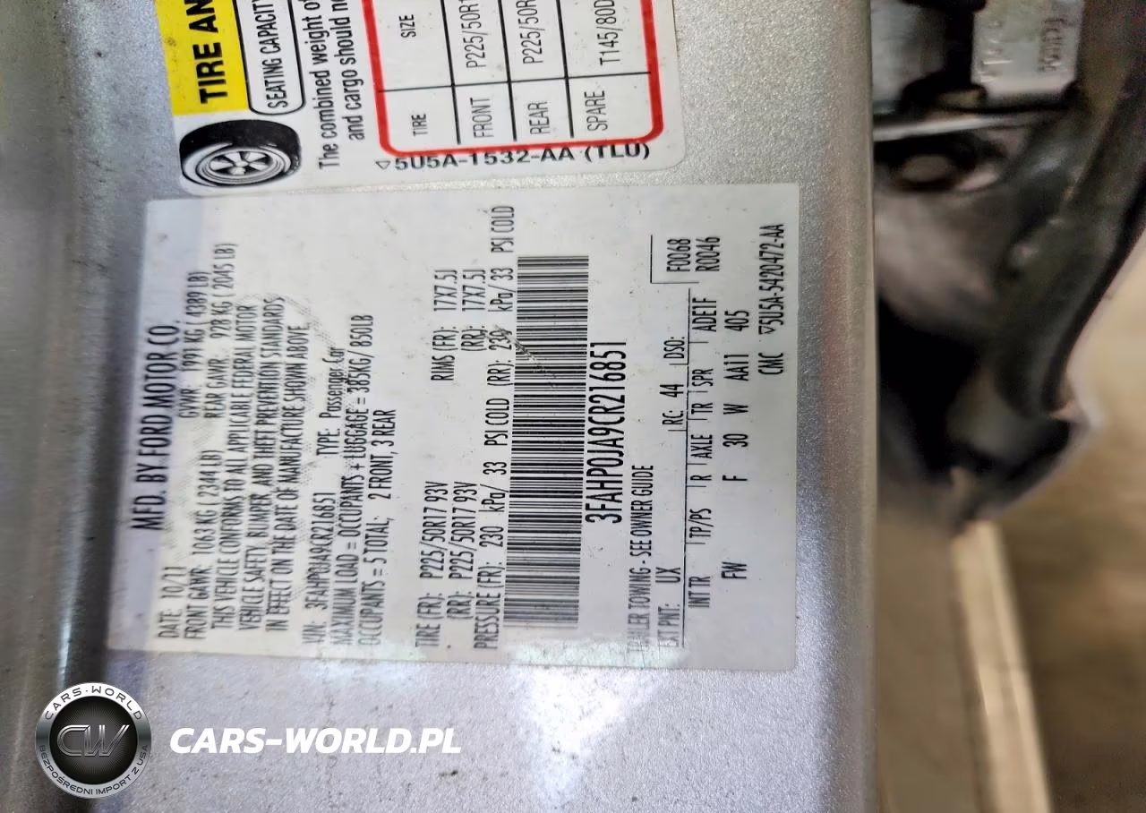 2012 Ford Fusion Sel VIN:3FAHP0JA9CR216851 - 12