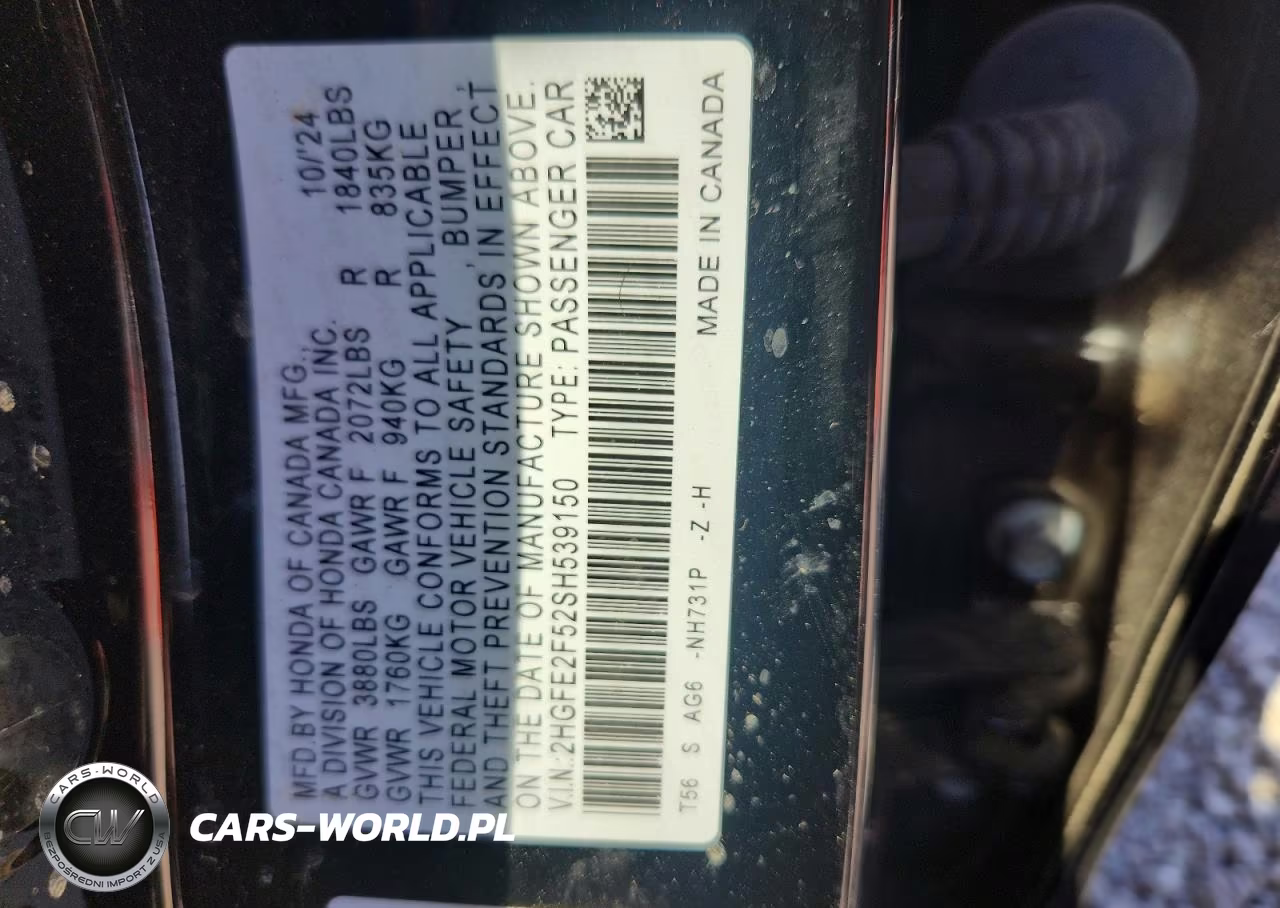 2025 Honda Civic Sport VIN:2HGFE2F52SH539150 - 12
