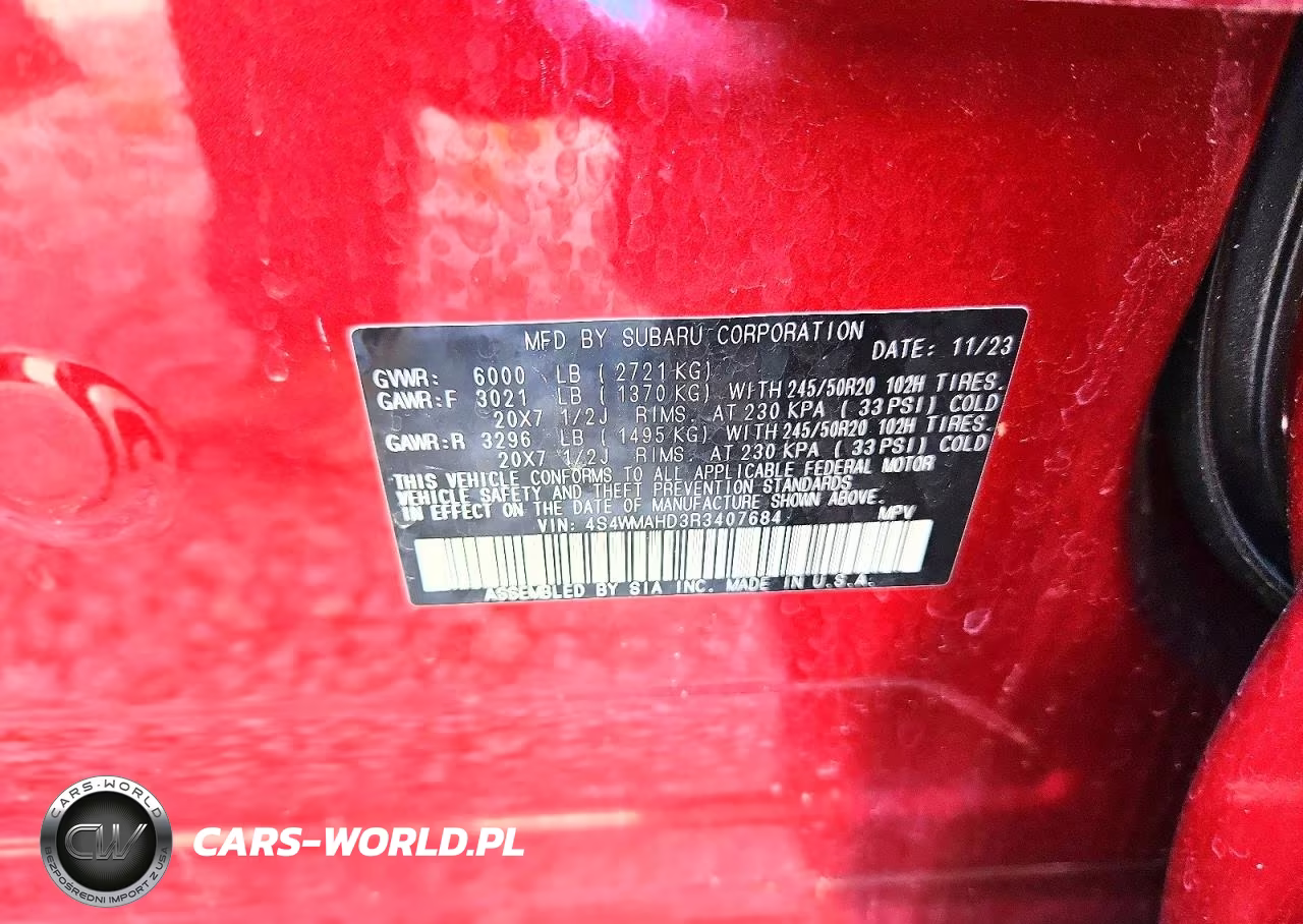 2024 Subaru Ascent Onyx Edition VIN:4S4WMAHD3R3407684 - 14